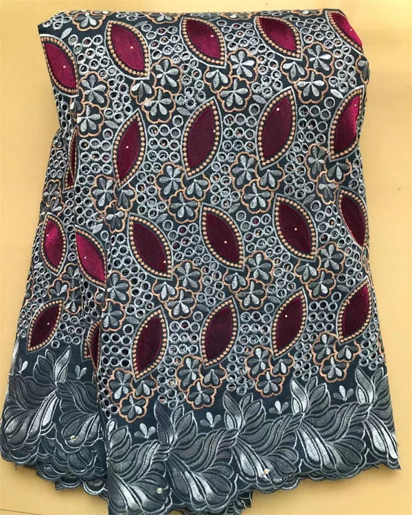 Dubai Embroidery Applique Cotton Voile Lace African Nigerian Lace Fabrics For Women Dress 5 Yard Sewing