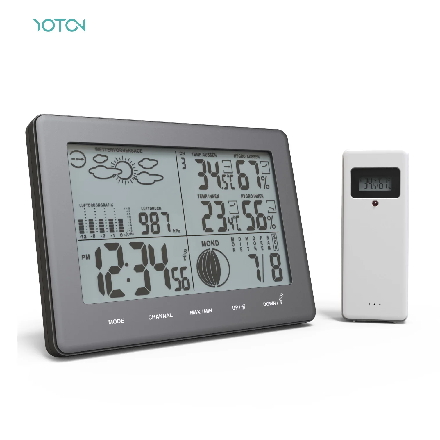 High Quality Modern Clock Digital Desk Weather Forecast Station With In/Outdoor Temperature & Humidity