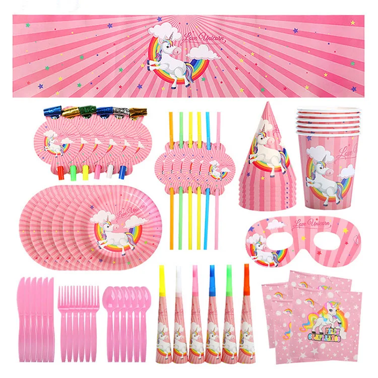 New Arrivals Birthday Party Supplies Set Pink Unicorn Theme Decorations children birthday party decorations