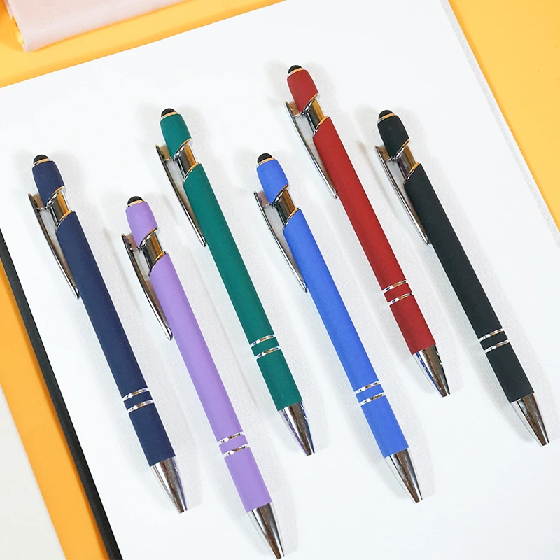 Tablet Mobile Phone Universal Capacitive Smart Soft Touch Screen Pen 2 In 1 Promotional Plastic Metal Custom Ballpoint Pen