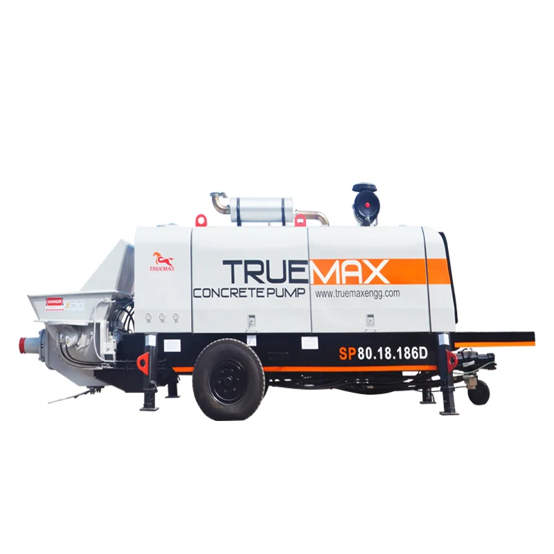Truemax SP80.18.186D concrete mixer pump diesel trailer machine price putzmeister cement stationary concrete pumps