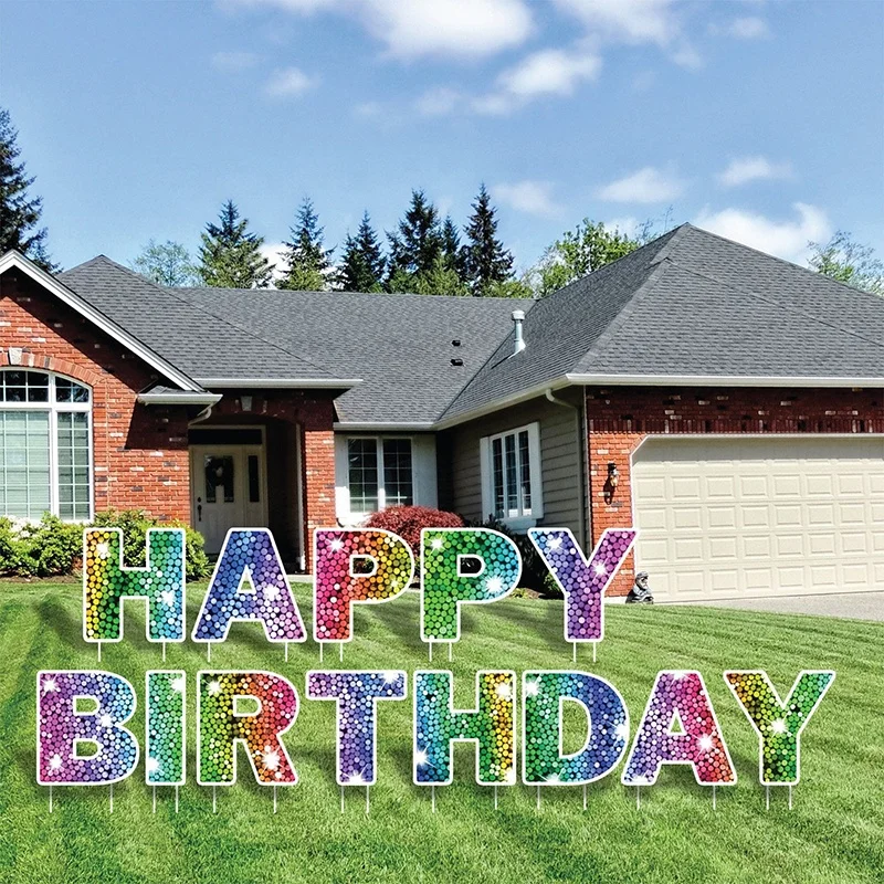 custom plastic corrugated board outdoor birthday letter yard corflute PP advertising sign card happy birthday coropast yard sign
