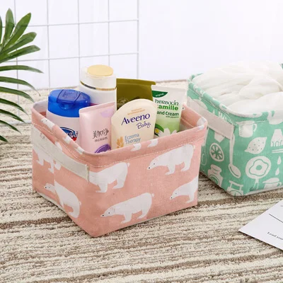 2021 Cotton and linen cloth storage box toys storage baskets cloth bags