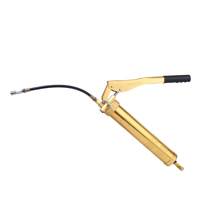 Grease gun 900cc gold plating process double piston 8000psi-10000psi high pressure manual grease gun