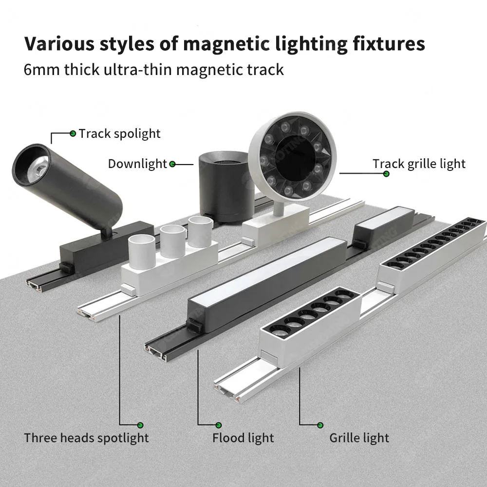 New Design Aluminum Alloy Grille Corner Absorption Dimmable Led Spotlight 20 30W 40W Dc48V Slim Magnetic-Track-Light Lighting Ce