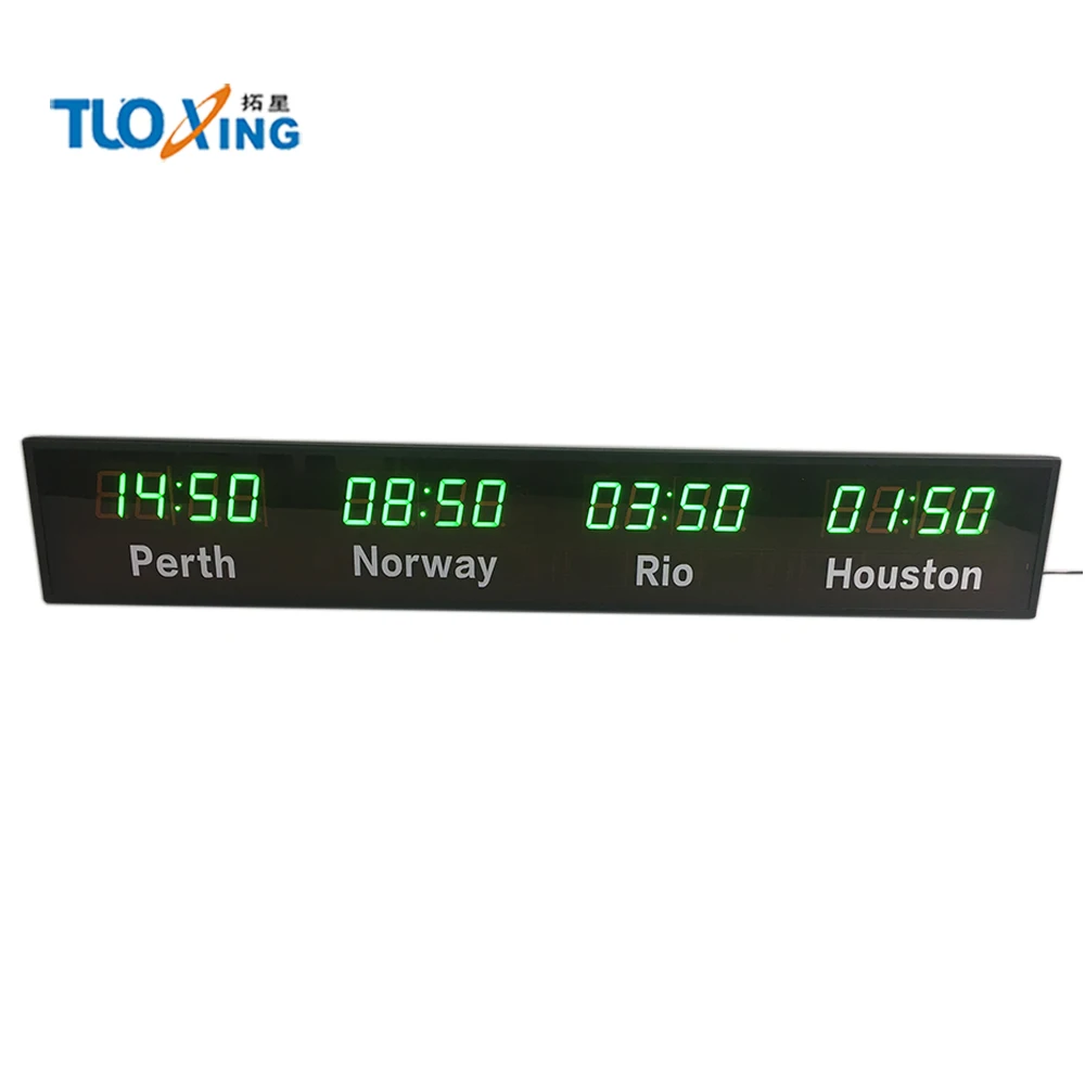 wall mounted digital led time zone clock world clock