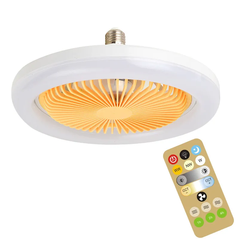 Потолочный вентилятор, 30 Вт, с подсветкой и дистанционным управлением, E27, светодиодная лампа, универсальная лампа для потолка, 2 в 1, креативная лампа-вентилятор для освещения