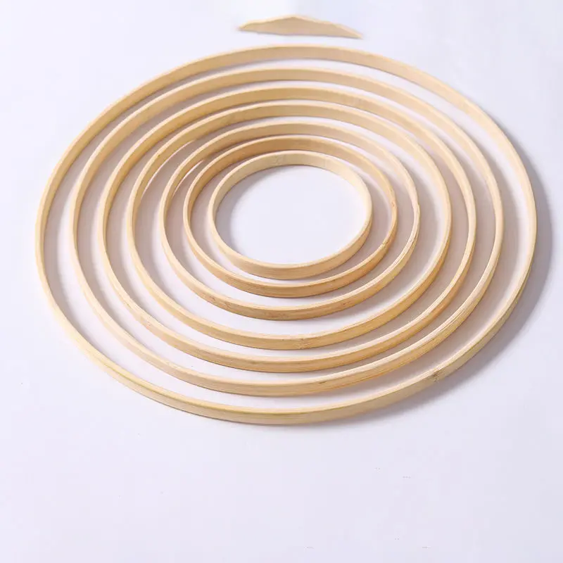 Wholesale  DIY Wreath Dream Catching Net Wedding Home Decoration 8-40cm Wooden Circular Hoop Bamboo Hoop