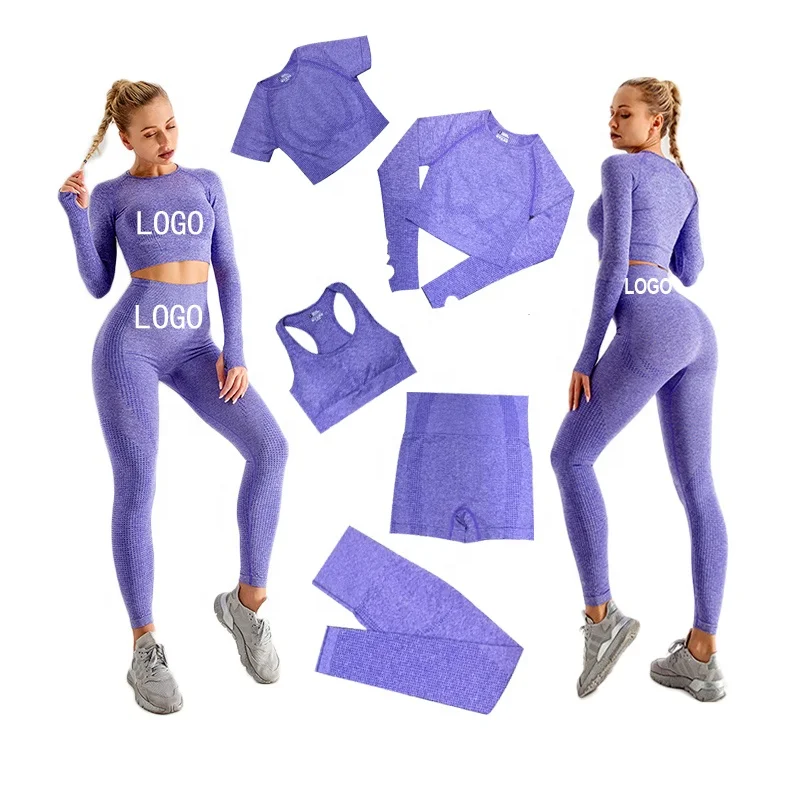 3 pcs Activewear 5 piece 5pcs athleisure set workout clothing athletic seamless gym fitness sets clothing yoga wear