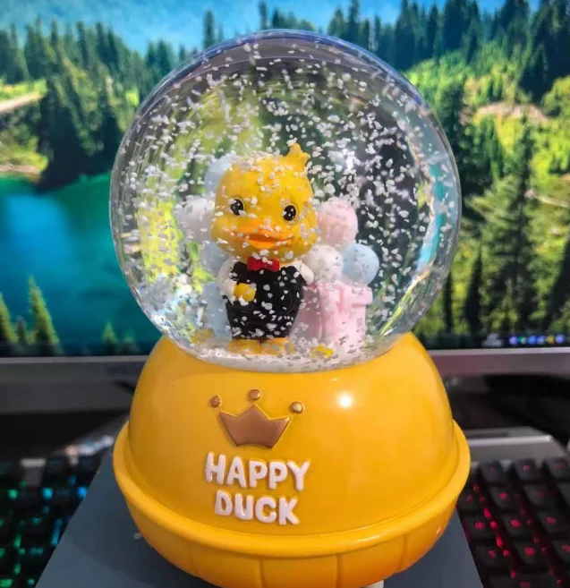 New yellow Duck Crystal Ball music box creative cartoon music box
