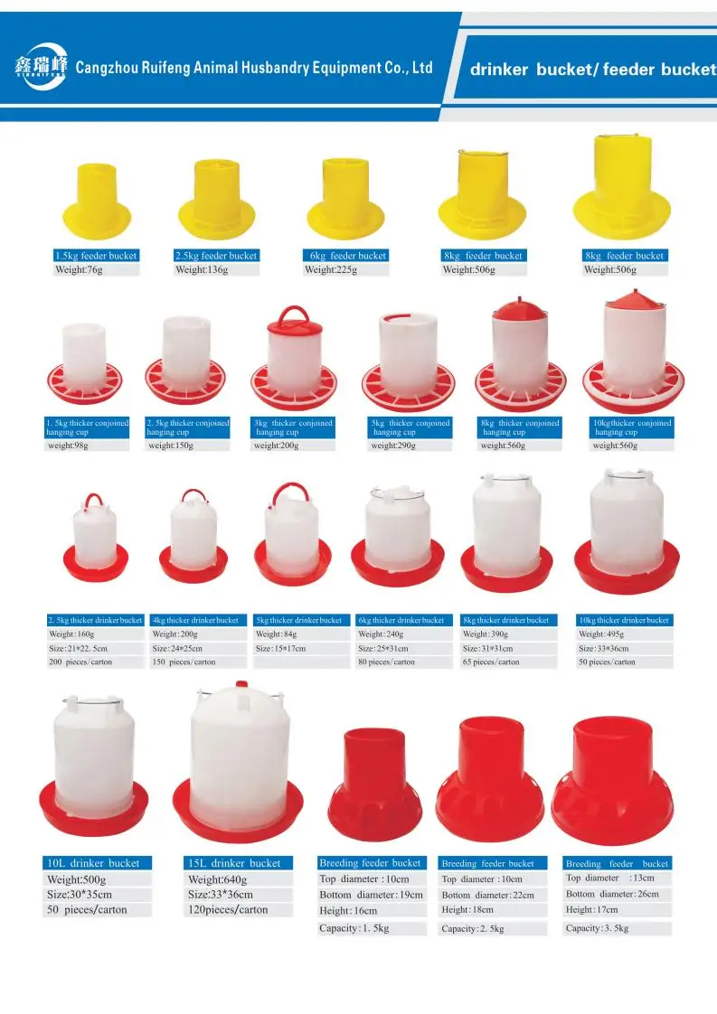 Poultry feeding equipment brolier water drinker and feeder 1L-18L plastic chicken waterer