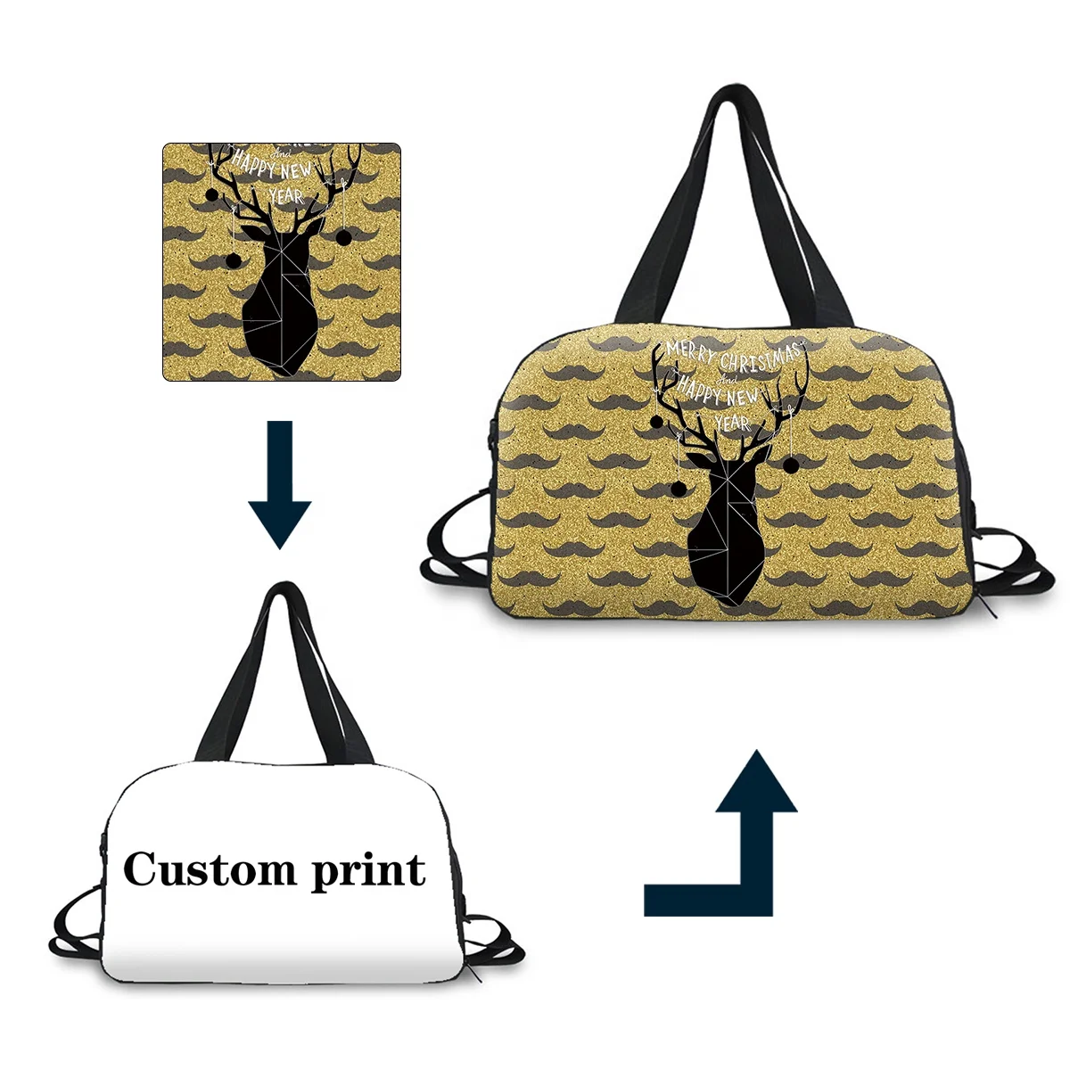 Designer Low MOQ Travel Duffle Bag Sublimation Duffle Bag Blanks Zipper Luggage Tote Custom Printed Mommy Bag