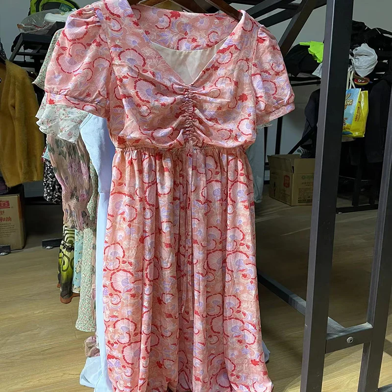 wholesale secondhand clothing women summer outgoing fashion cotton long dress used clothes mixed in bales for USA