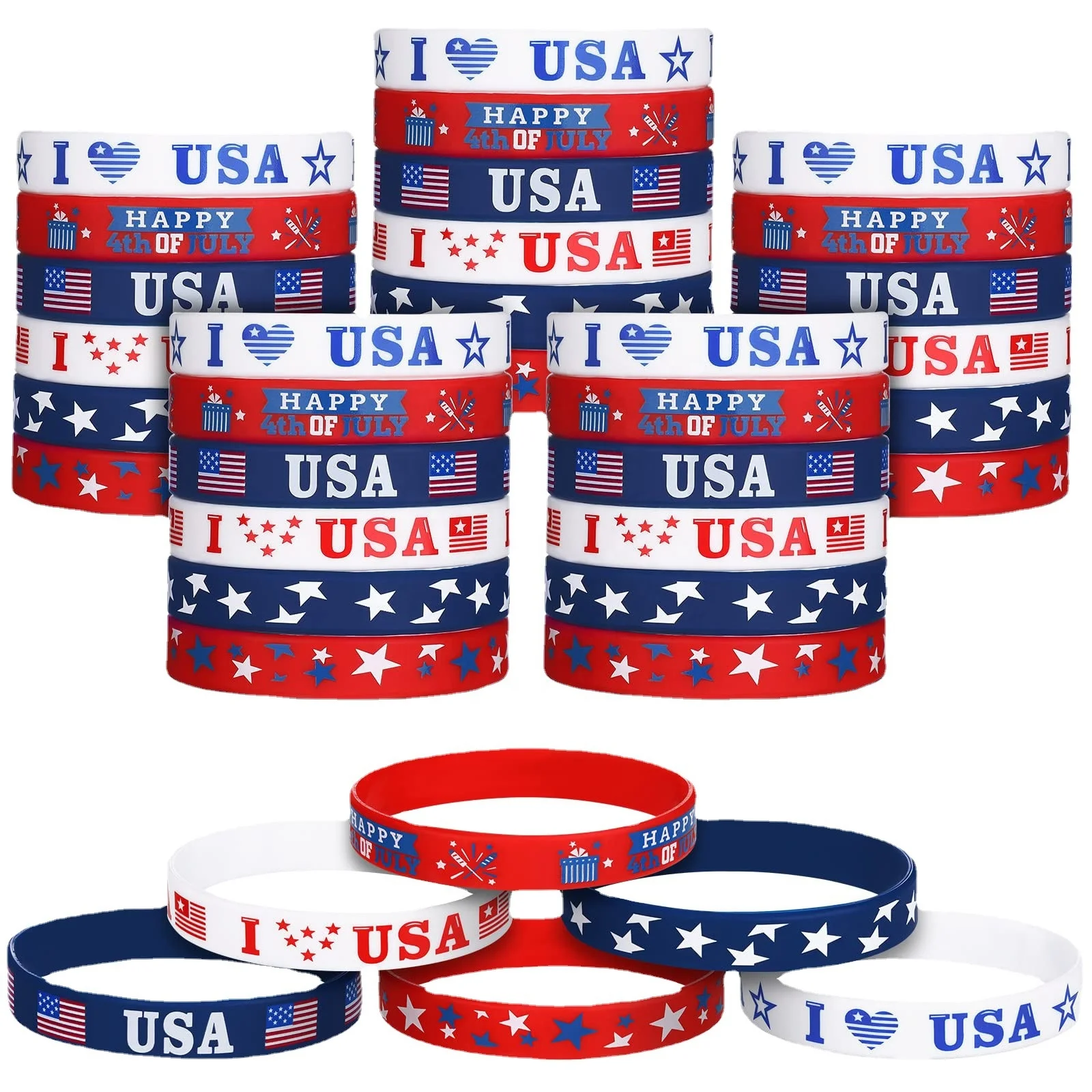 6PCS Rubber Silicone Bracelets Solid Color Silicone Colored Wristbands Bulk Colored Rubber Silicone Bracelets
