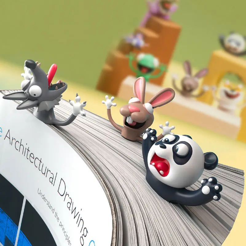 Novelty 3D PVC Animal Shape Bookmarks, Funny Book Mark Gift for Kids Students Plastic Bookmarks