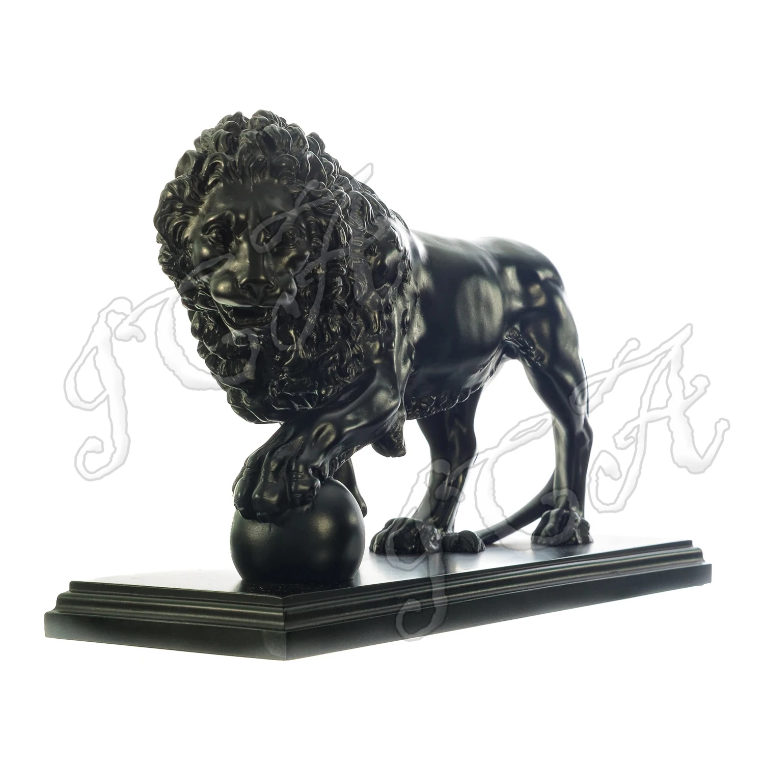 Life Size Animal Statue Outdoor Garden Natural Black Stone Marble Lion Sculpture