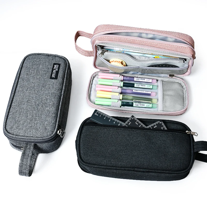 Пенал большой емкости с ручкой из парусины