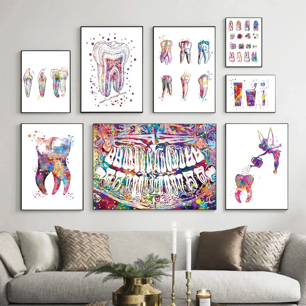 Tooth Implant Canvas Wall Painting Dental Art Poster Dentist Anatomy Prints Medical Wall Art Pictures Hospital Clinic Decoration
