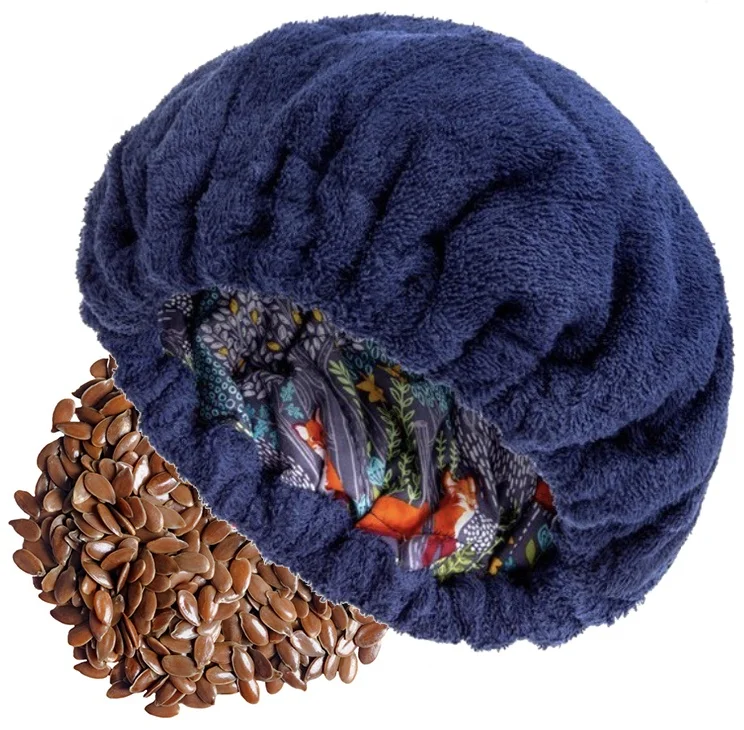 Custom design flaxseed deep conditioning microwavable thermal heating head cap for hair steamer