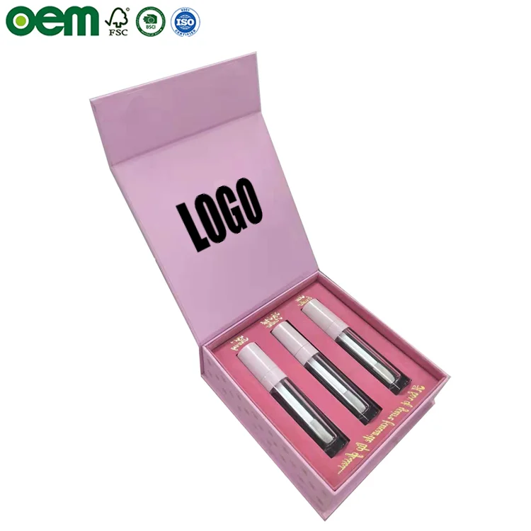 Wholesale Lipstick Empty Gift Box Custom Cosmetic Storage Magnetic Logo Lip Oil Packing Box Cosmetic Packaging Cardboard HS K=K