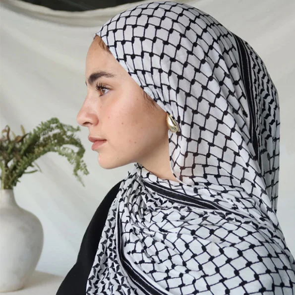 Printed muslim keffiyeh scarf cotton modal hijab printed palestine keffiyeh polyester viscose scarf
