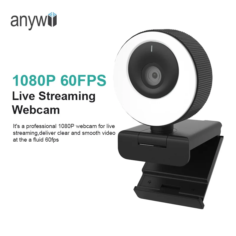 Anywii 60fps Webcam 1080p Autofocus Streaming Web Camera Living Stream Camera With Mics&privacy Cover For Tiktok/youtube