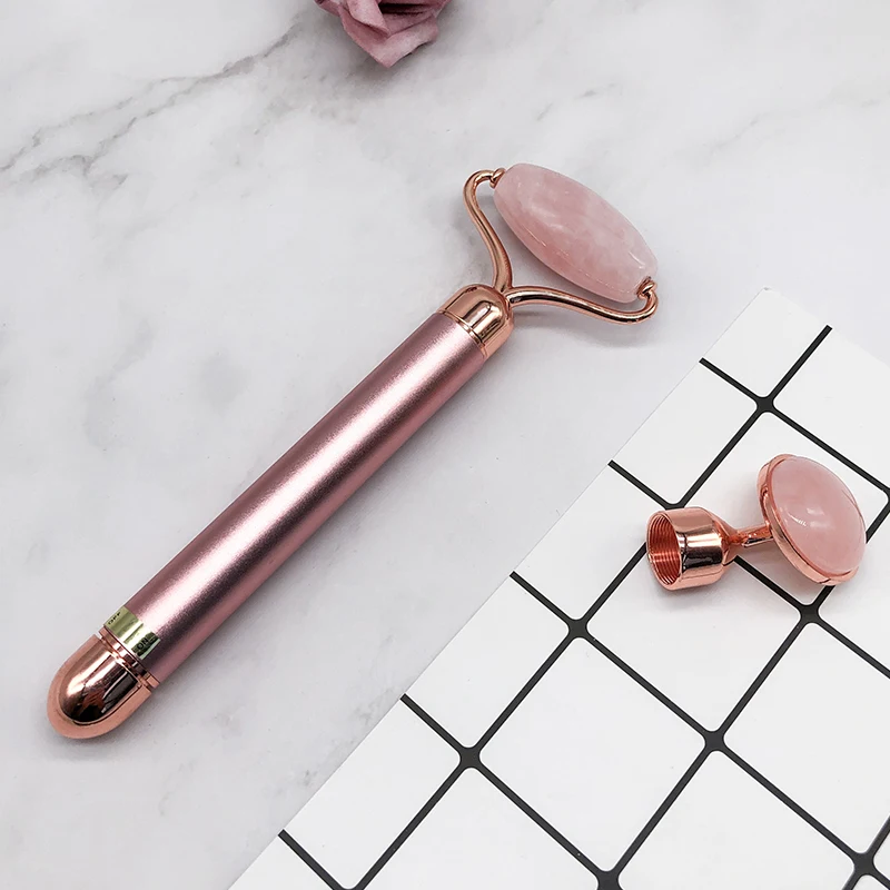 24K Massage Tools Spa Massager Natural Stone 2 in 1 Electric Energy Beauty Bar Jade Roller