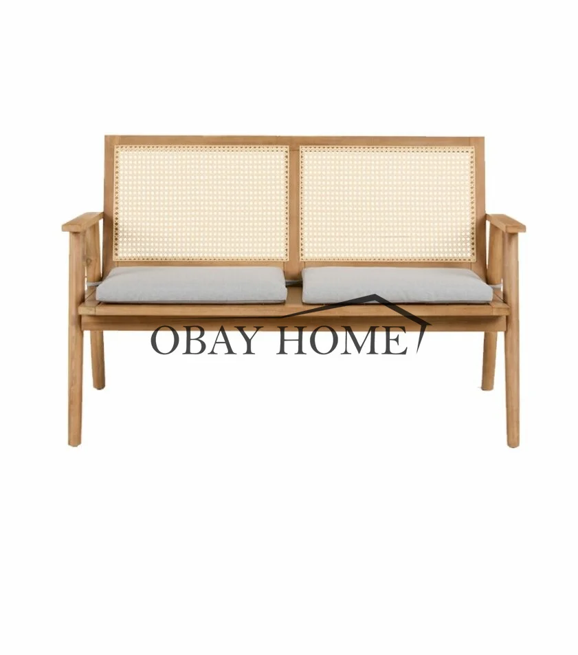 Best factory price wedding sofa country style wooden sofa rustic rattan loveseat outdoor wooden rattan sofa bed for party