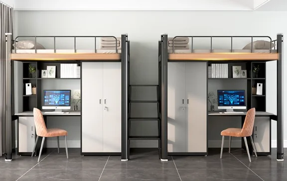 Колледж для взрослых общежитие Queen Size хорошее качество Loft Bed Hostel взрослые металлические двухъярусные кровати с лестницей