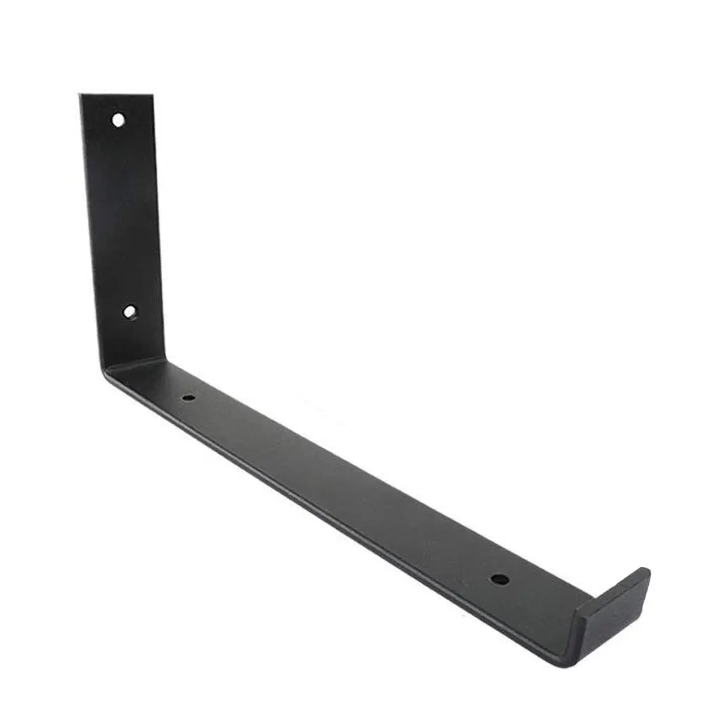 Industrial Shelf Bracket, Iron Shelf Supports with Screws Black Metal Wall Floating Shelf Bracket