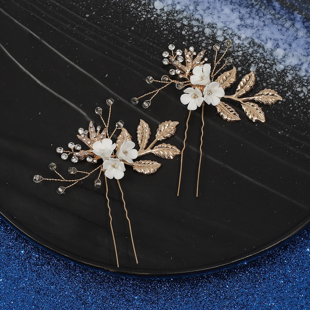 European American Antique Hair combsAccessory Hand-Woven Alloy Cross-Border Flower Hairpin Temperament U-Clip Hair Forks