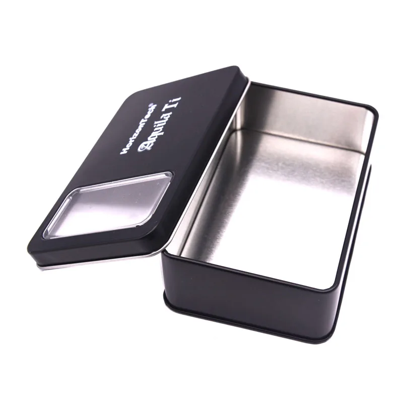 Tinsmaker Rectangular Tea Tin Cans With Window Custom Metal Candy Chocolate Box Recyclable Tins Wholesale Tea Metal Packaging