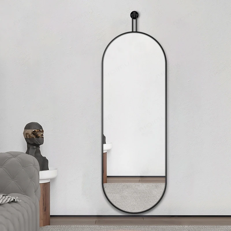 length body mirror home decorative aluminum alloy wall mounted oval floor standing mirror full length mirror with hooks