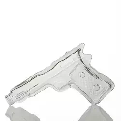 Factory Custom hand art Vodka Tequila Rum 150ml Pistol Gun Shaped Spirits Glass Bottle