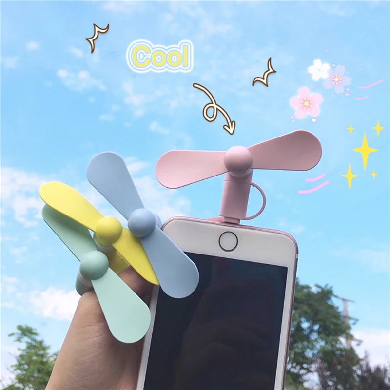 Top selling quality 2 in 1 usb fan ready stock micro usb cellphone fan for outdoor sports mobile cooling fan multi colors logo