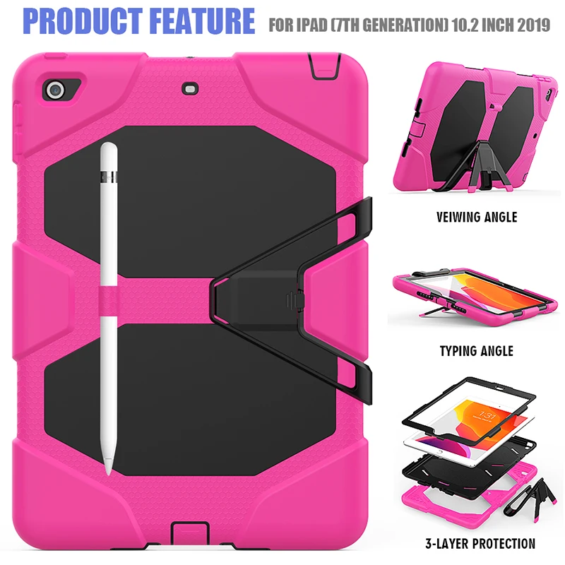 Water resistant heavy duty case for iPad 10.2 inch 7th Generation with strong kickstand