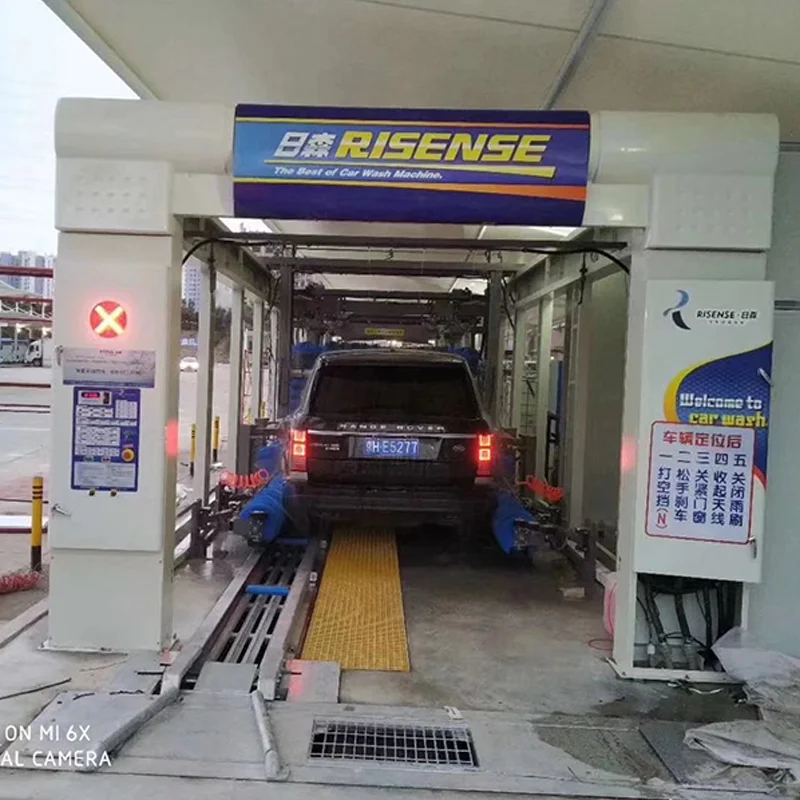 China qingdao risense high pressure full automatic drive through tunnel mobile car wash equipment with air dryer