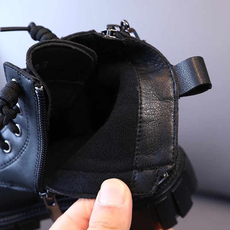 Детские Модные осенне-зимние мартинсы унисекс, ботильоны для малышей маленьких и больших детей с боковой молнией, боевые ботинки, теплая обувь для мальчиков и девочек