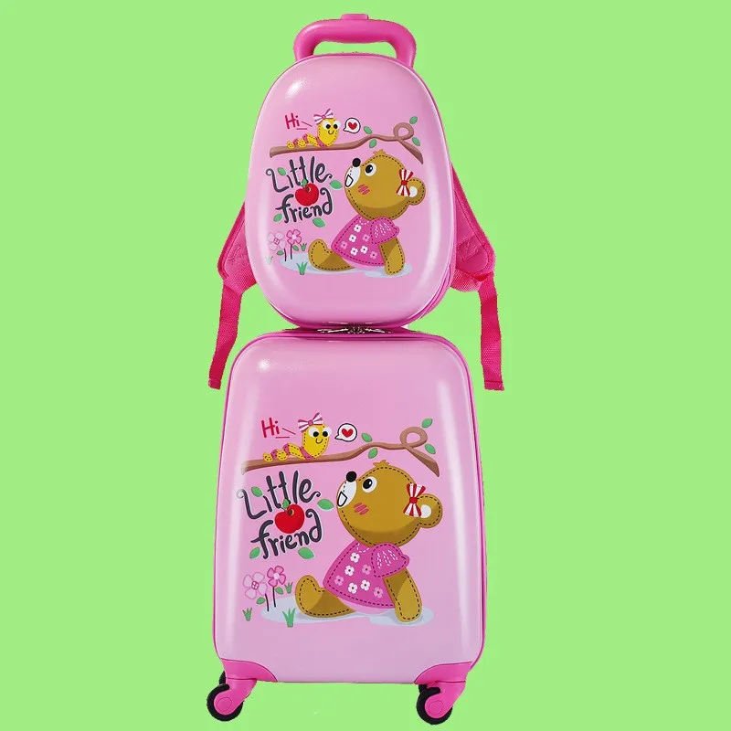 kids travel trolley bags ABS  rolling luggage suitcase set for girls suitcases mochila escolar infantil com rodinhasb 3d