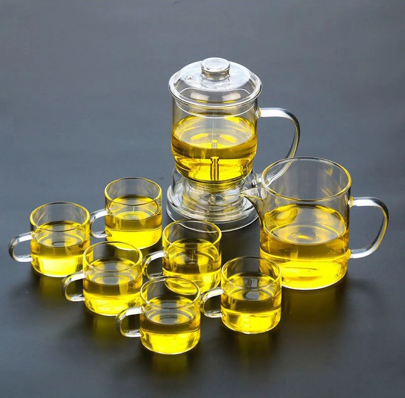 400ml Customized Clear Tea Infuser Magic Glass Tea Maker Leaf Tea Pot Bottom Dispensing Glass Teapot with Strainer