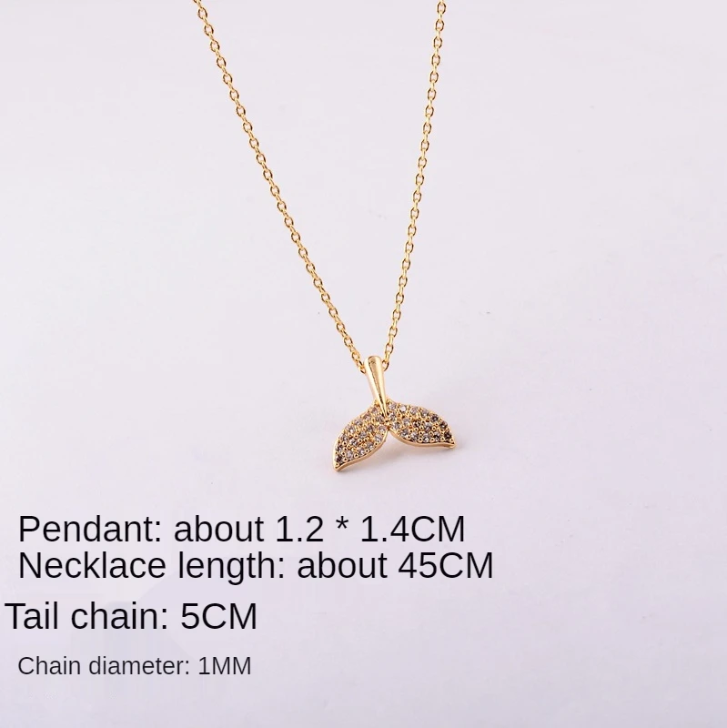 Aug jewelry Hot sale 18K real gold plated fish tail pendant clavicle chain diamond fashion trend necklace