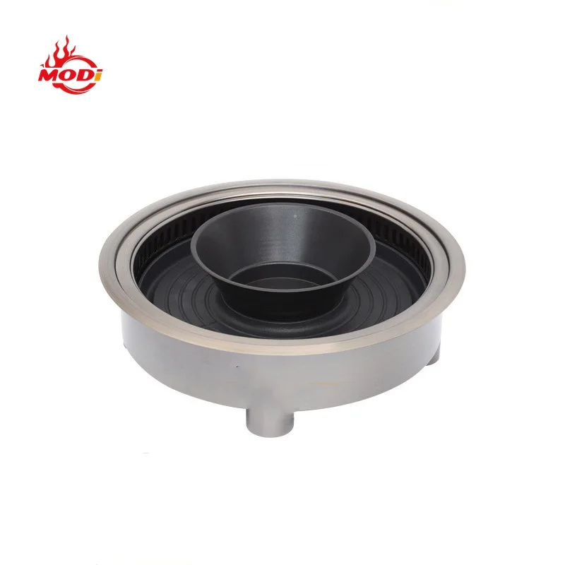 Modi Japanese Stainless Steel Electric Korean Indoor Table Top Smokeless Bbq Grill With Hot Pot Commercial