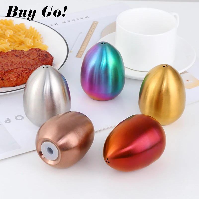 
Egg Shape Metal Salt Pepper Spice Jar Bottle Container Seasoning Tank Stainless Steel Spice Shaker 