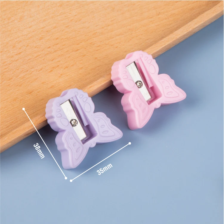 back to school cheap one hole butterfly design promotional plastic mechanical  pencil sharpener