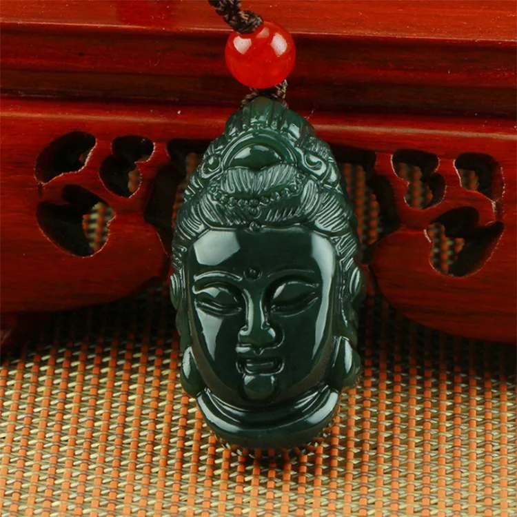 White 18k Wood Wholesale Carved Ivory Gold Green Jade Buddha Pendant