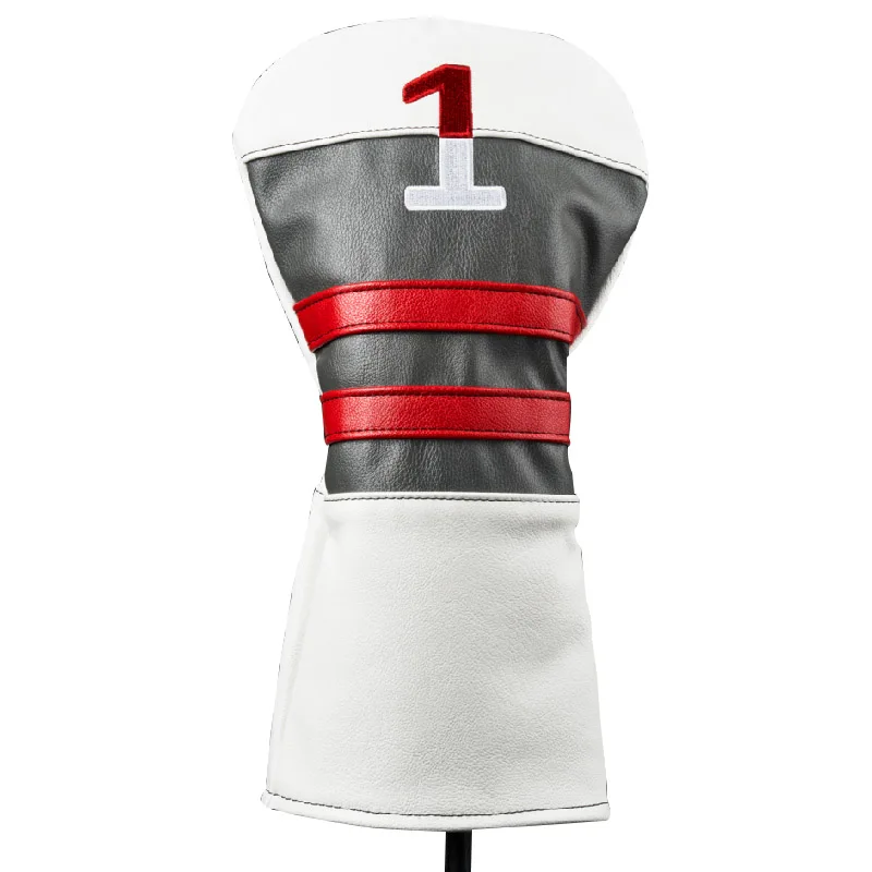 Custom made synthetic leather golf stitched logo club anti dust protect headcover OEM golf head covers