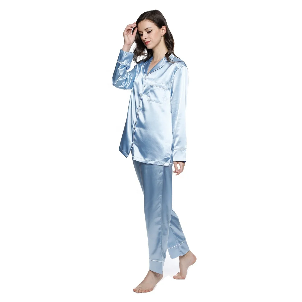 Wholesale Women Silk Satin Long Sleeves Pajamas