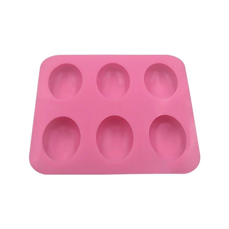 Не содержит Бисфенол А, антипригарная прочная силиконовая форма для мыла ручной работы овальной формы, 6 емкостей, форма для мыла, торта, свечи