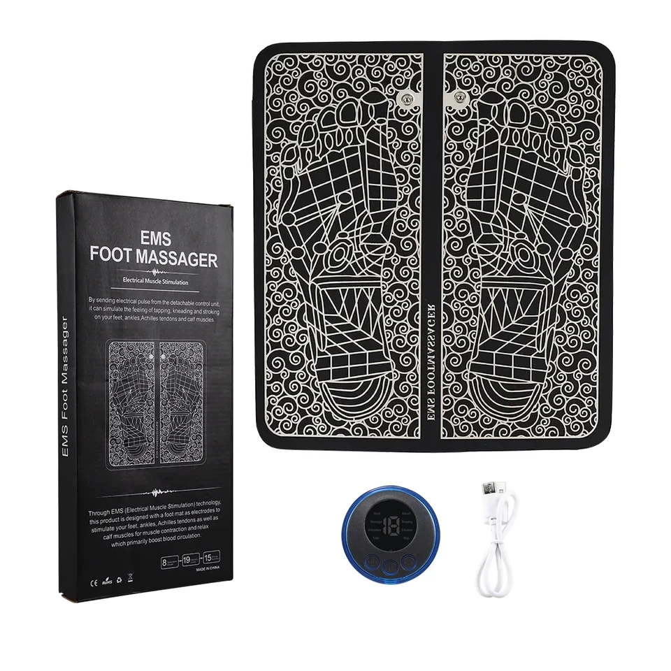 Portable Electric EMS USB Muscle Acupoints Stimulator Bioelectric Foot Massager Mat Hot Selling Products 2023 Folding 3 Years