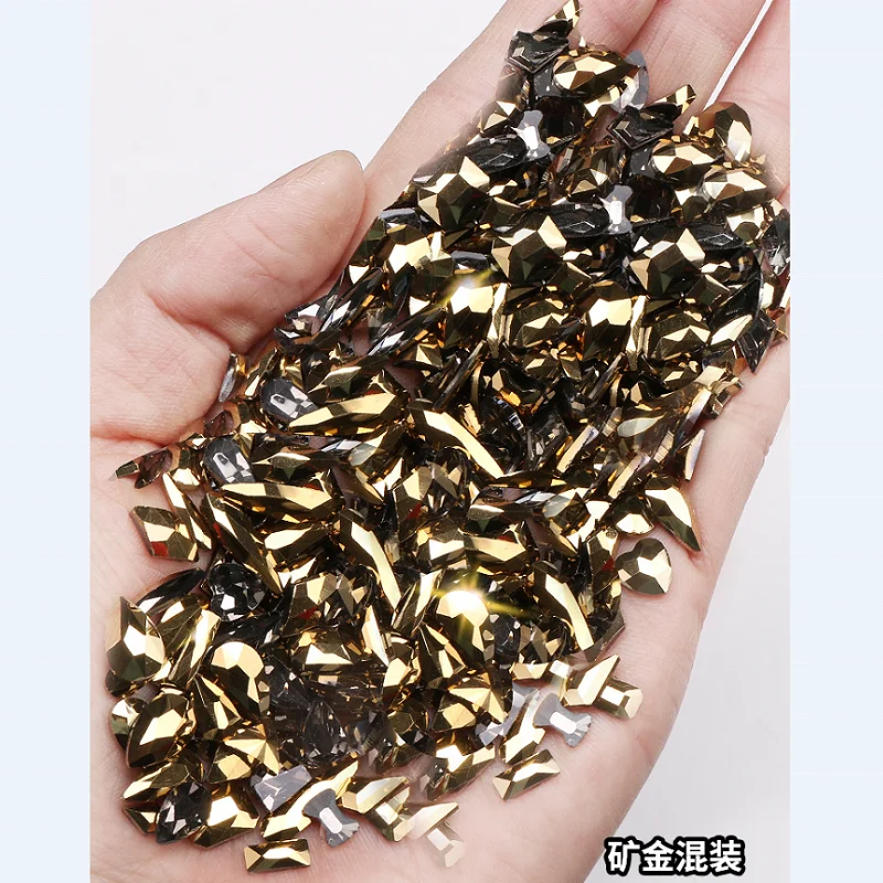 Diamond Different Shape Glitter Crystal Clear AB Mix Size Rhinestone Glass Stone Nails Decoration 3D Stamping Art Nails